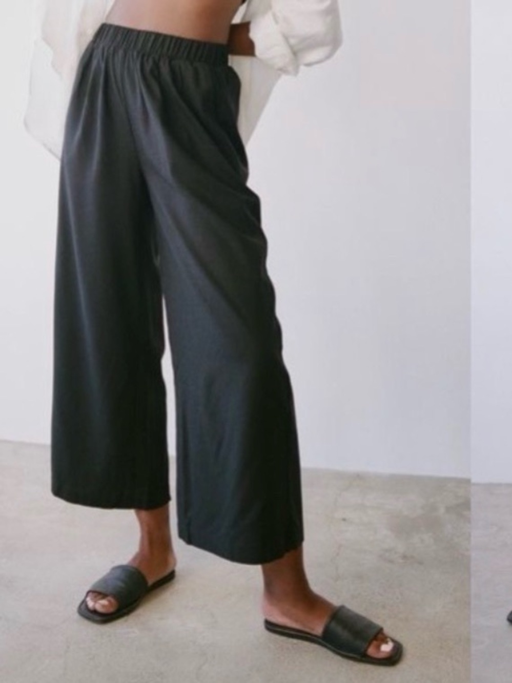 Ozma Crop Wide Leg Regan Silk Noil Black Size S